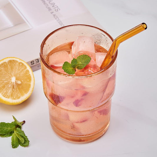 Aesthetic Glass Tumbler with Straw