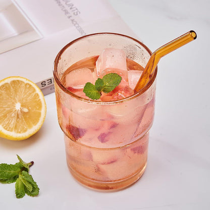 Aesthetic Glass Tumbler with Straw