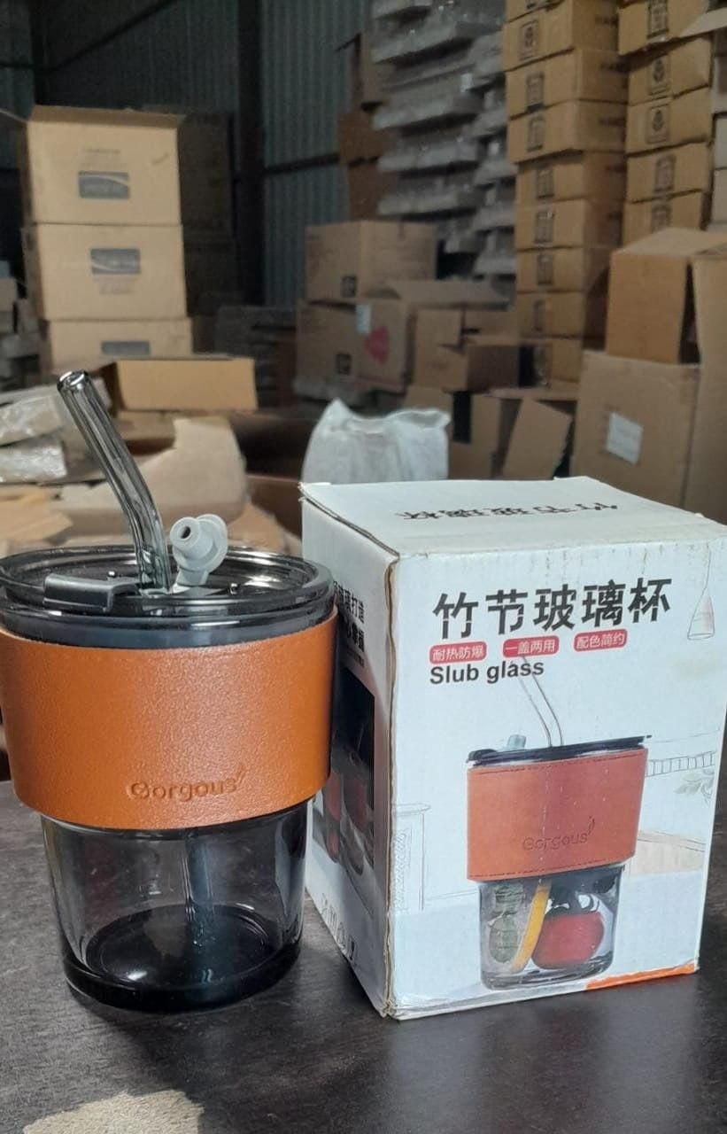 Aesthetic Glass Tumbler with Straw